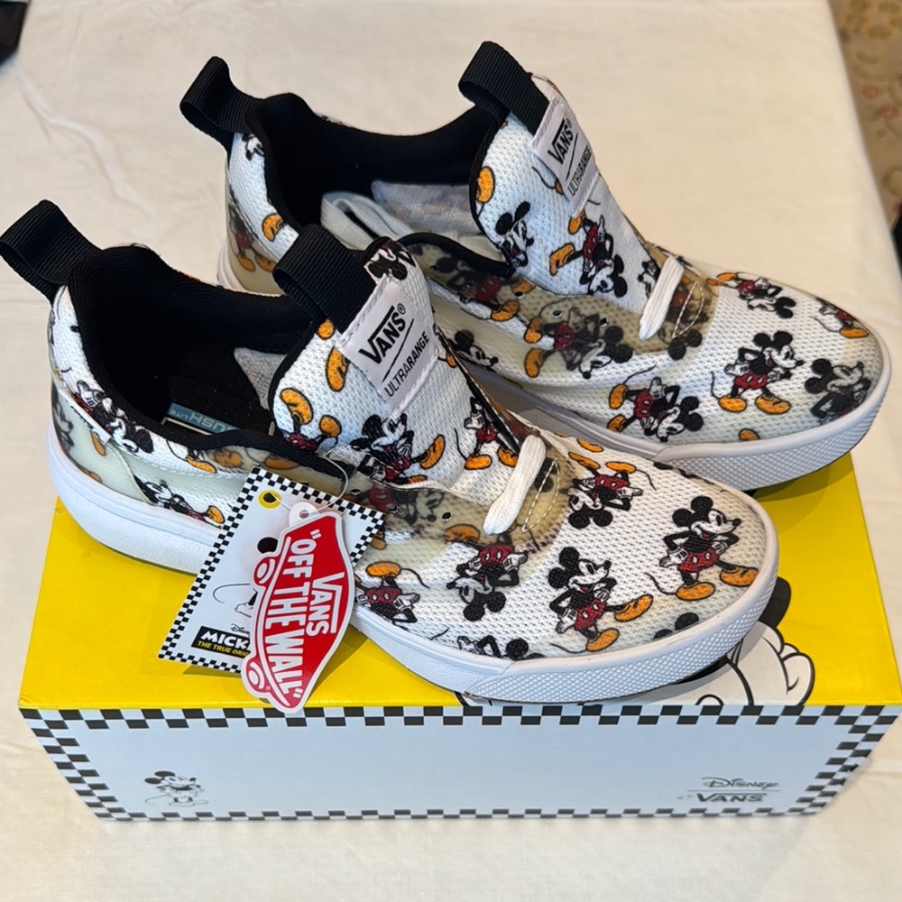Vans Black and White Mickey Mouse Sneakers. Unisex
